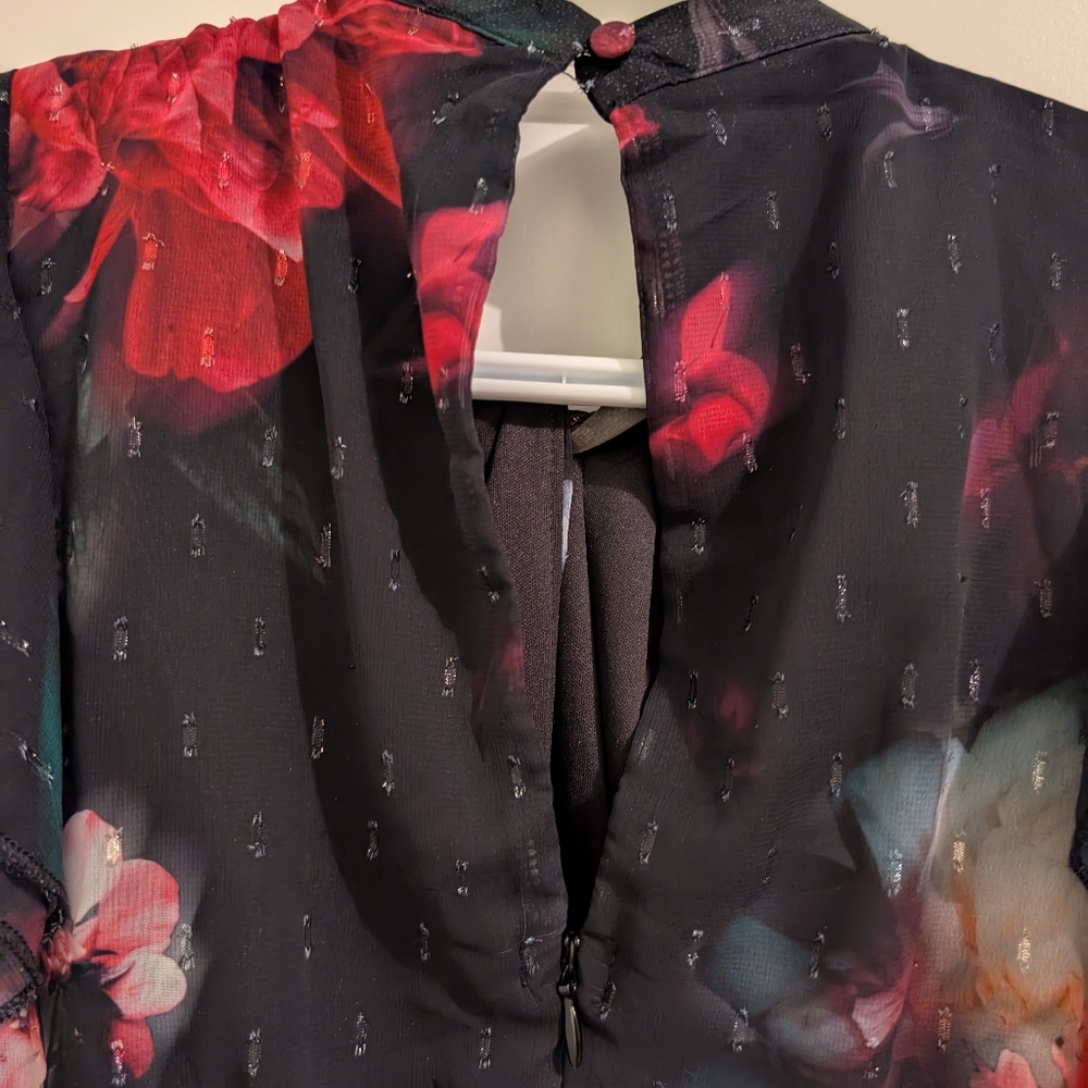 Maxi Dress with Red Floral Design - Picture 5 of 6